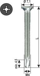 Vite autoforante testa svasata, filetto metrico, zincata blu, testa selezionata 4x25 mm ( 2000 pz ) 25 mm
