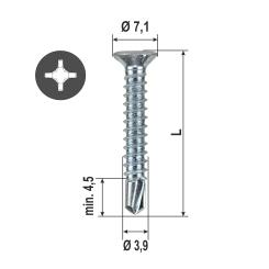 Vite autoforante testa svasata, PH, autofilettante, zincata, testa selezionata 3.9x25 mm ( 2000 pz ) 3.9 mm | 25 mm, Rollensortiert