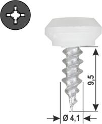 Vite di fissaggio a scatto con calotta in plastica, per Aluplast, Finstral, SKS, Menke 4,1x10 mm ( 1000 pz ) Aluplast, Finstral, SKS, Menke
