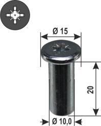 Bussola filettata M8, zincata blu, impronta a croce 20 mm 8x20 mm ( 100 pz ) 8 mm | 20 mm