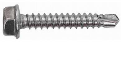 self drilling screw hex flange head, DIN 7504 K, metal tapping thread, blue zinc plated 6.3x50 ( 100 ST ) 