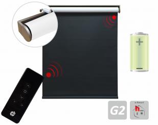 Tenda a rullo elettrica, nera/bianca, oscurante 100%, incluso motore a batteria ricaricabile e telecomando 1200x2500 mm ( 1 pz ) 120 x 250 cm | Schwarz/weiß