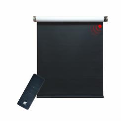 Tenda a rullo elettrica, nera/bianca, oscurante 100%, incluso motore (230V) e telecomando 80x240 cm ( 1 pz ) 80 x 250 cm | Schwarz/weiß