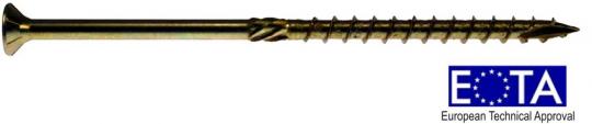 wood construction screw, countersunk head, TX10 with mill ribs, yellow chromated 3x20 ( 550 ST ) 